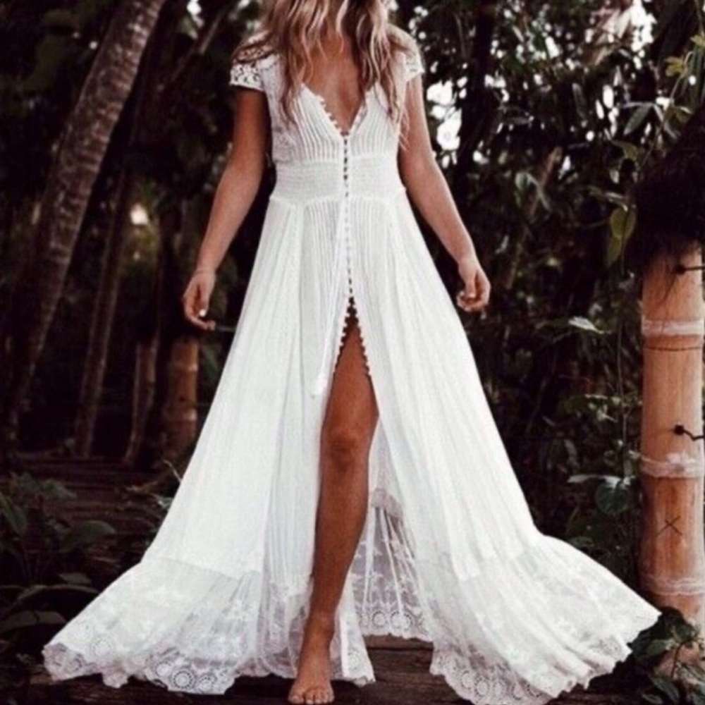 Spell & the Gypsy wild belle gown small White Lace Maxi Dress